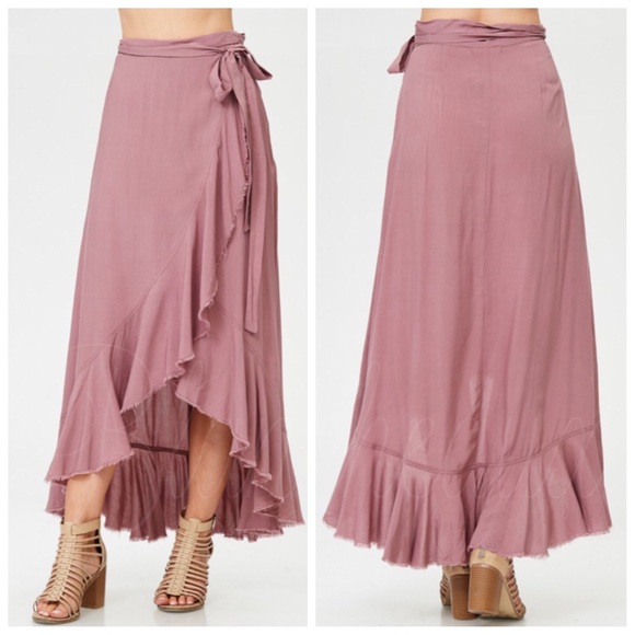 Rose high-low wrap skirt ruffle hem - Picture 3 of 3